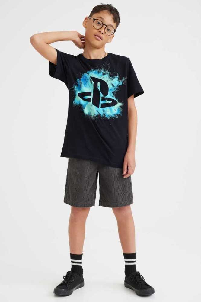 Camisas H&M Printed Niños Negros | 130724CME