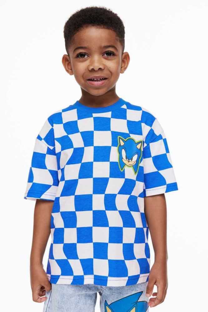 Camisas H&M Printed Oversized Niños Azules Claro | 270193AHO