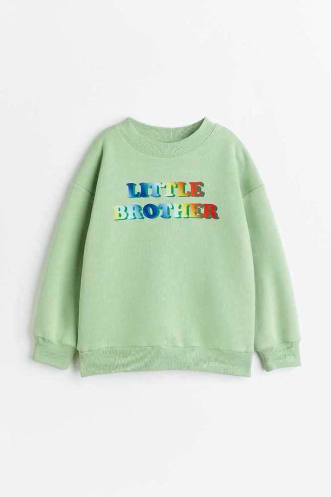 Camisas H&M Printed Sibling Niños Verdes Claro | 548931MHY