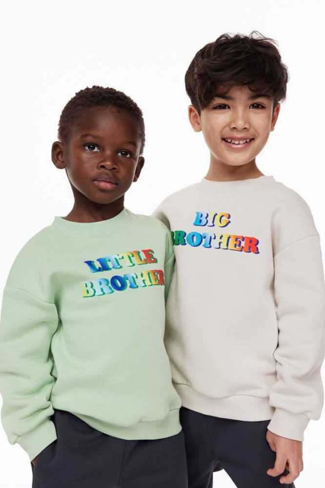 Camisas H&M Printed Sibling Niños Verdes Claro | 548931MHY