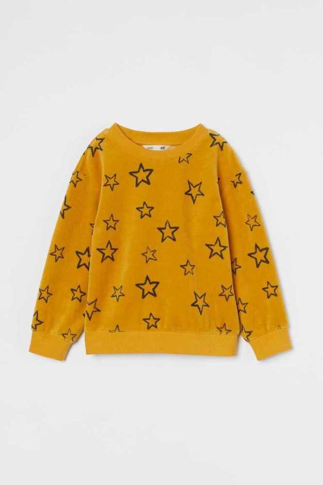 Camisas H&M Printed Velour Niños Amarillos | 350947UVD