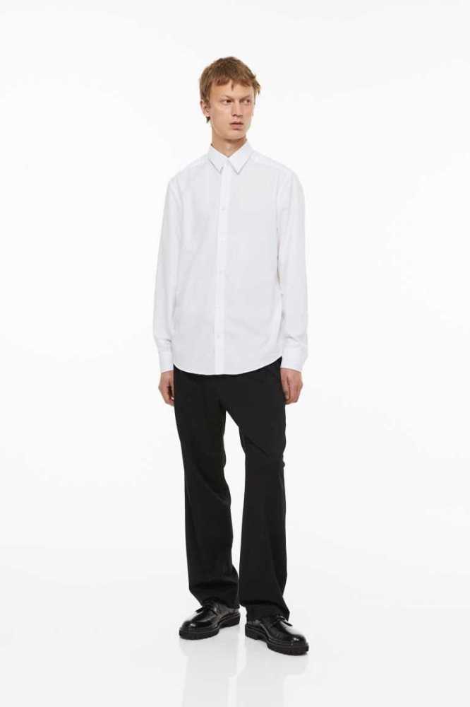 Camisas H&M Regular Fit Algodon Hombre Blancos | 740293NCK