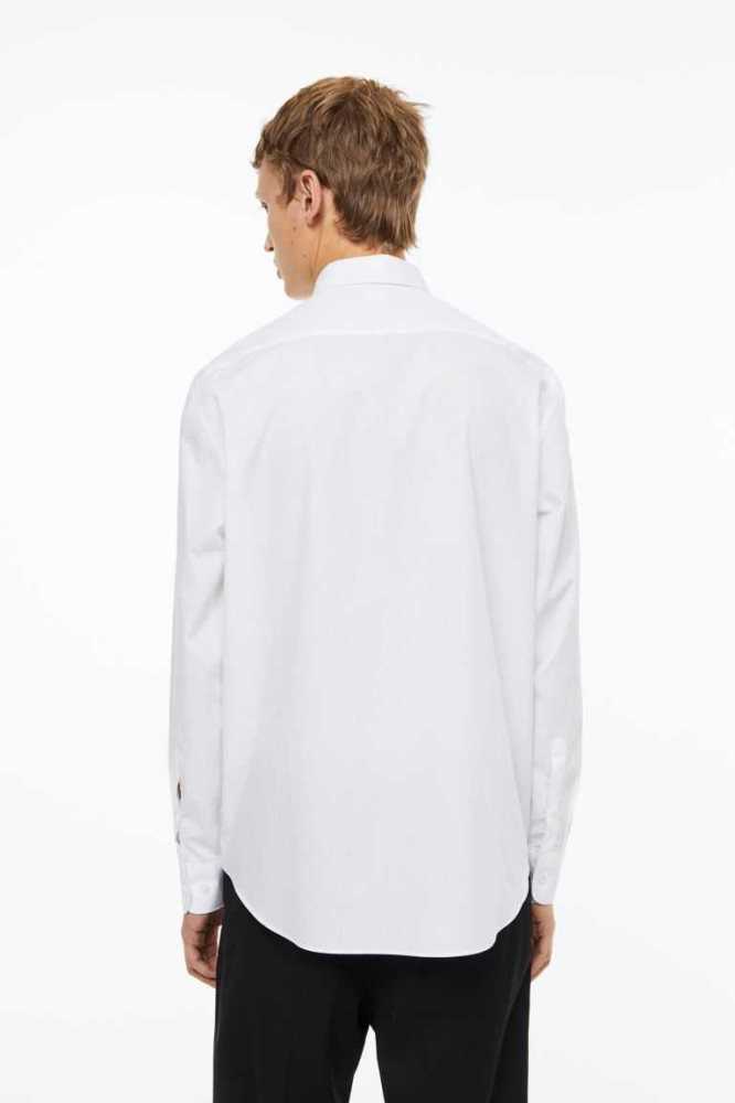 Camisas H&M Regular Fit Algodon Hombre Blancos | 740293NCK