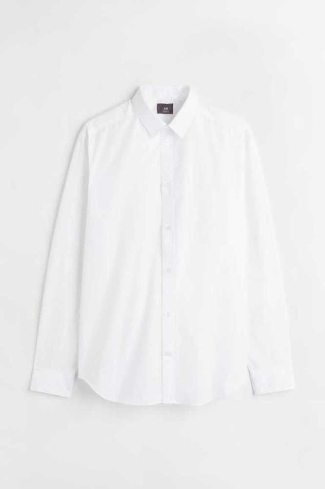 Camisas H&M Regular Fit Easy-iron Hombre Blancos | 490251UWR