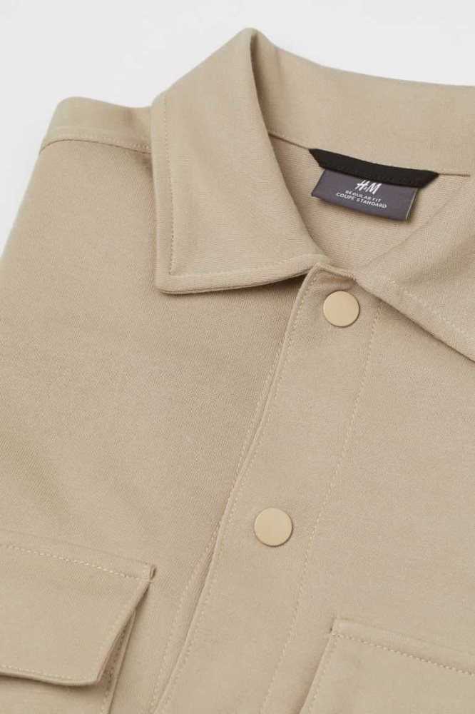 Camisas H&M Regular Fit Shacket Hombre Beige | 708216BFH