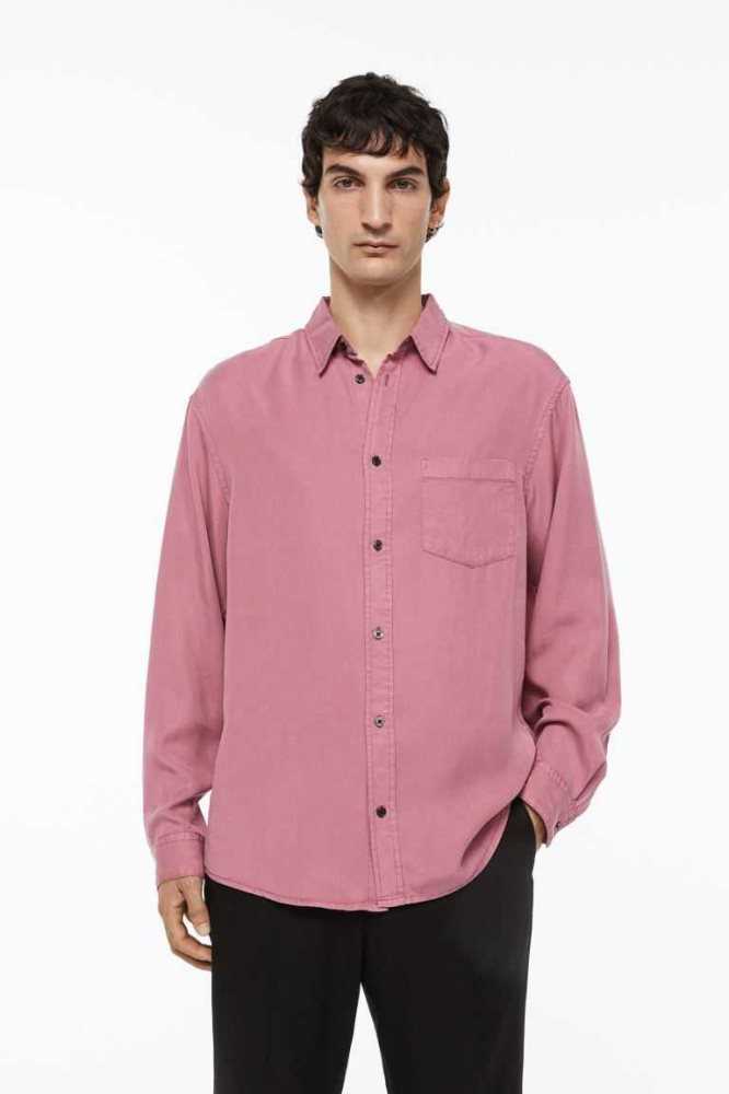 Camisas H&M Relaxed Fit Lyocell Hombre Negros | 724019IXO