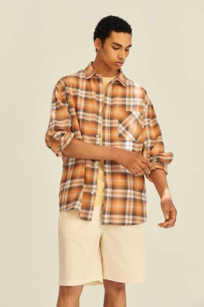 Camisas H&M Relaxed Fit Twill Hombre Naranjas | 067842SUA