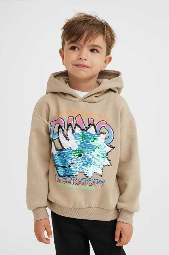 Camisas H&M Reversible Sequin Hoodie Niños Beige | 491073PEM