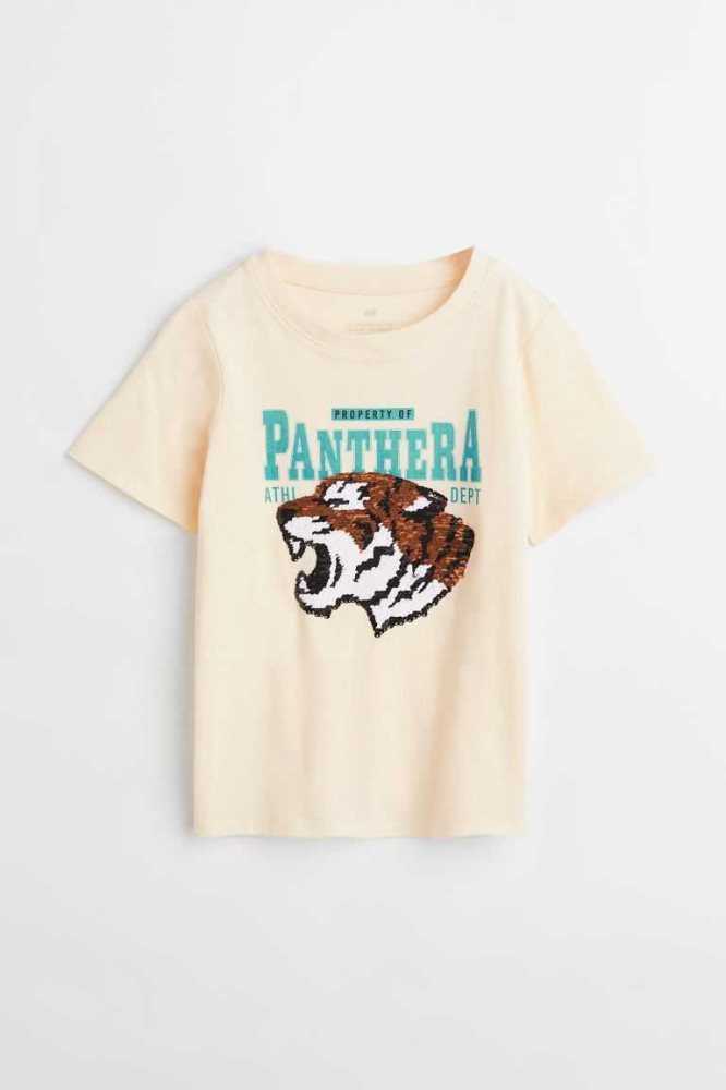 Camisas H&M Sequinned Niños Amarillos Claro | 768120FAT