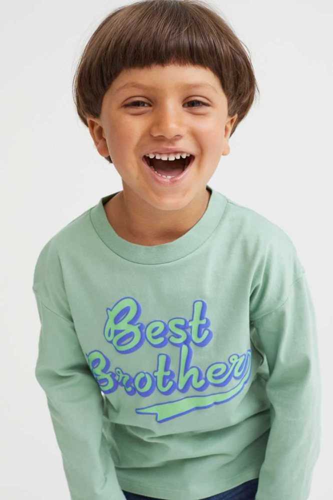 Camisas H&M Sibling Niños Verdes Claro | 984562UHO