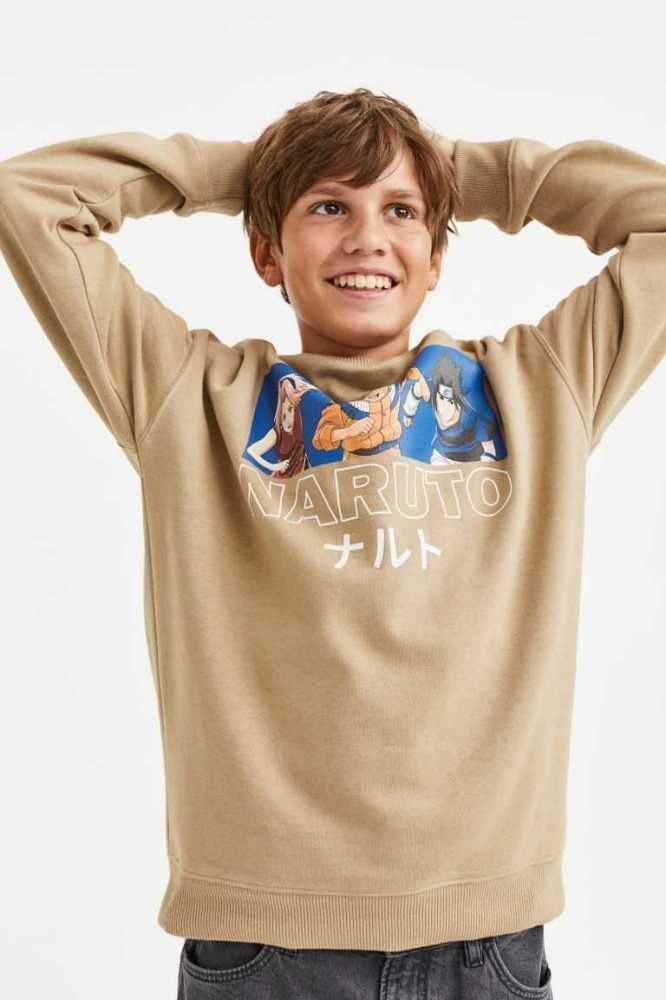 Camisas H&M SweatshirtMotif Niños Grises Oscuro | 541203TWJ