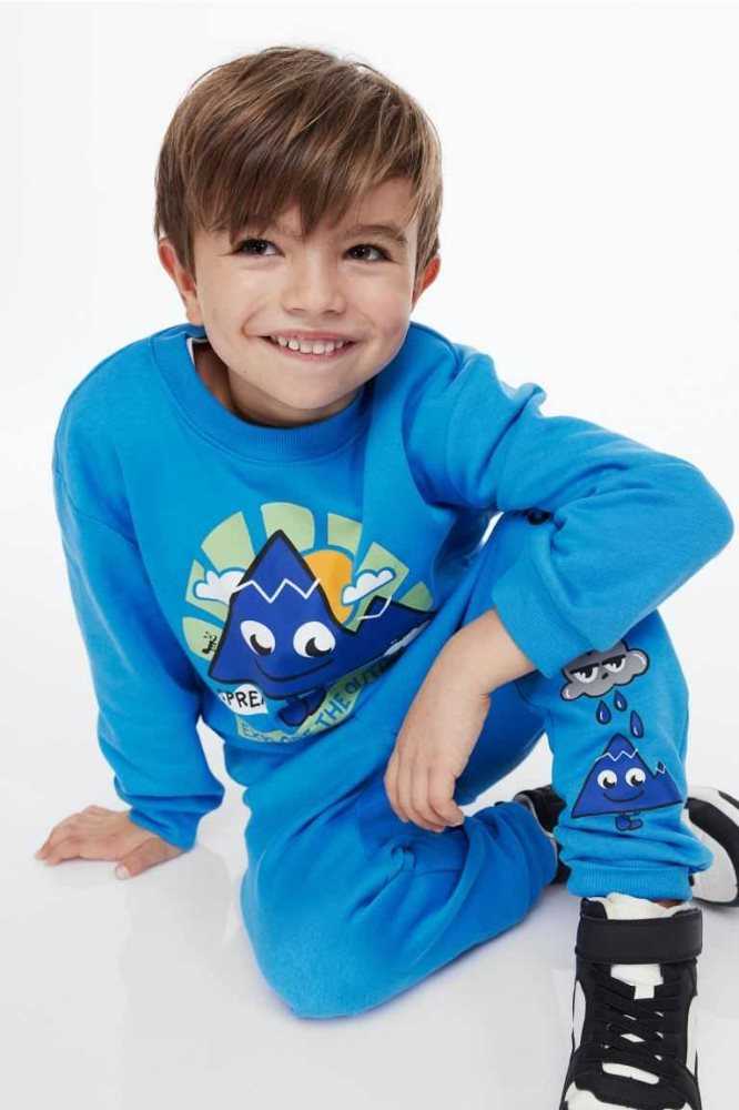 Camisas H&M Sweatshirt Niños Azules Oscuro | 035296USN