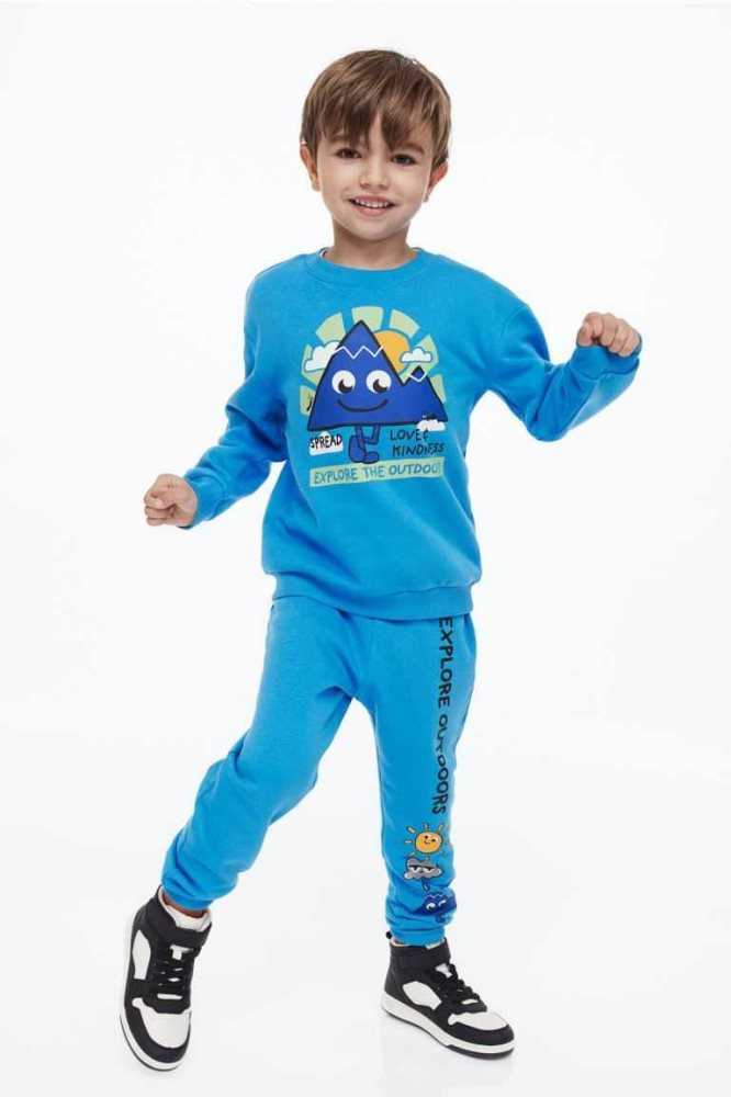 Camisas H&M Sweatshirt Niños Azules Oscuro | 035296USN