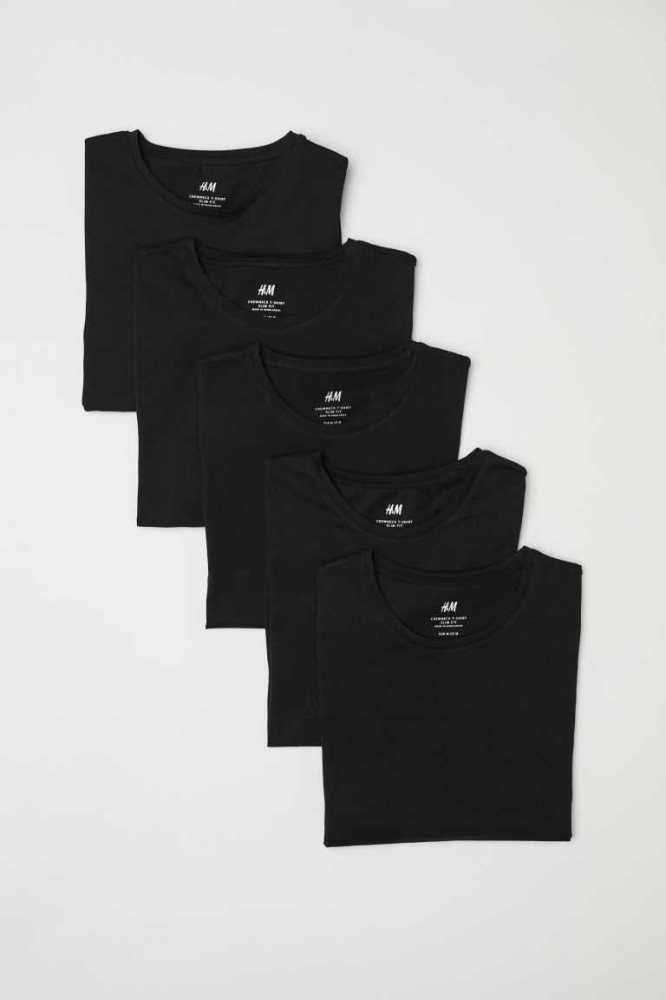 Camiseta H&M 5-pack Slim Fit Hombre Turquesa Claro Turquesa Oscuro | 839071WIQ