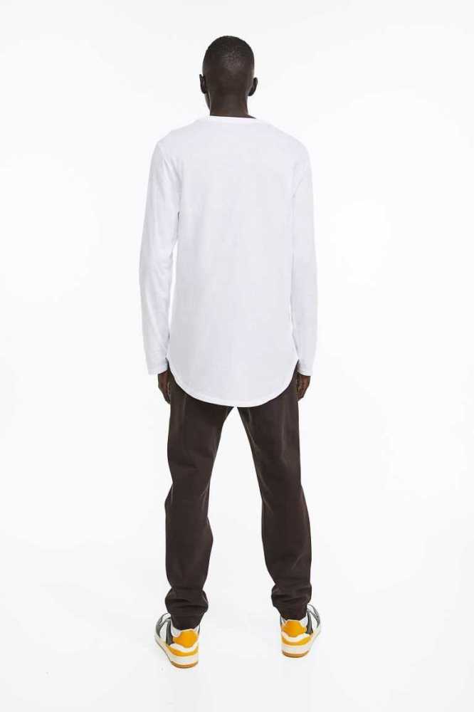 Camiseta H&M Long-sleeved Long Fit Hombre Beige | 095283TZX