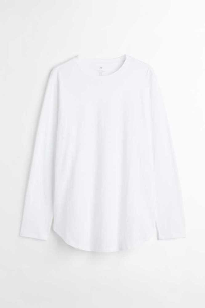 Camiseta H&M Long-sleeved Long Fit Hombre Blancos | 172356CTL