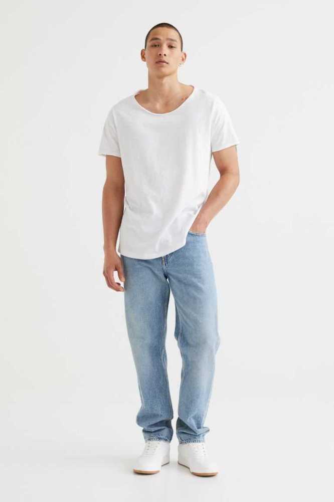 Camiseta H&M Raw-edge Hombre Blancos | 315406JEB