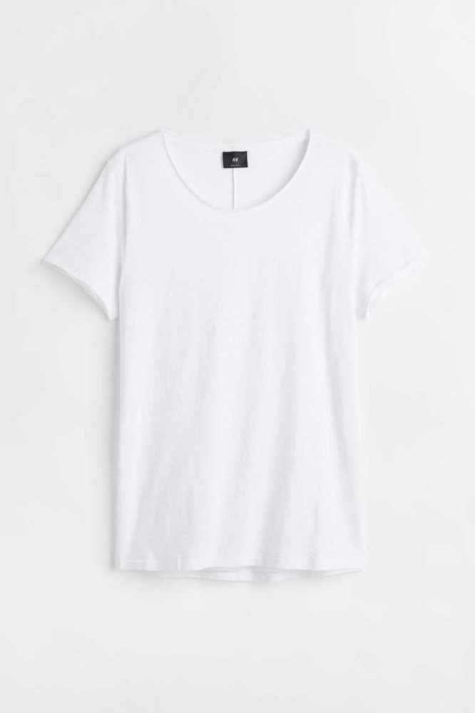 Camiseta H&M Raw-edge Hombre Blancos | 315406JEB