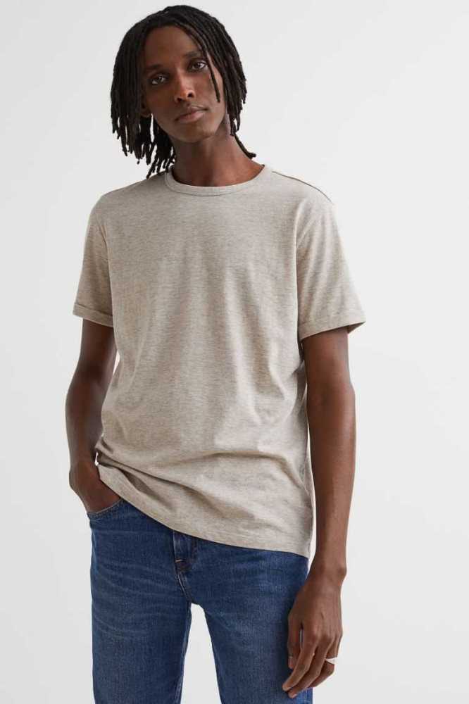 Camiseta H&M Regular Fit Algodon Hombre Blancos | 482159PUH