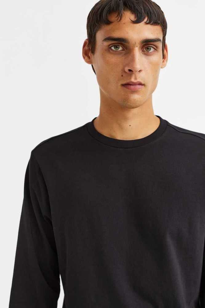 Camiseta H&M Regular Fit THERMOLITE Jersey Hombre Negros | 532687NLD