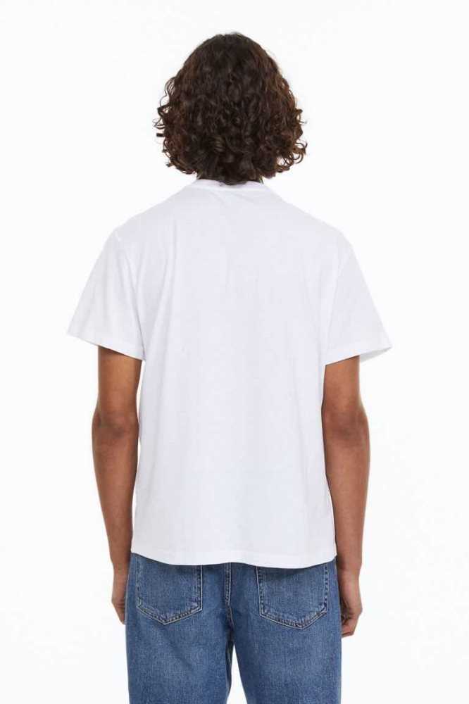 Camiseta H&M Regular Fit V-neck Hombre Blancos | 945783VLF