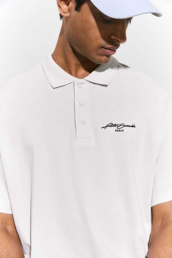 Camiseta H&M Relaxed Fit Polo Hombre Beige Claro Negros | 089163TEP