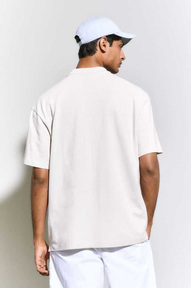 Camiseta H&M Relaxed Fit Polo Hombre Beige Claro Negros | 089163TEP