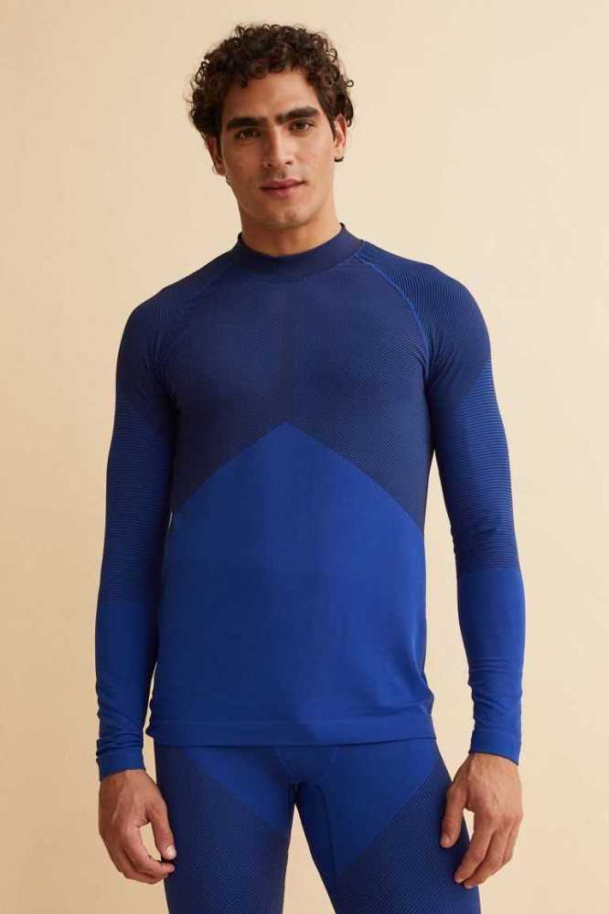 Camiseta H&M Seamless Base Layer Hombre Azules Claro Azules Oscuro | 865730FRP