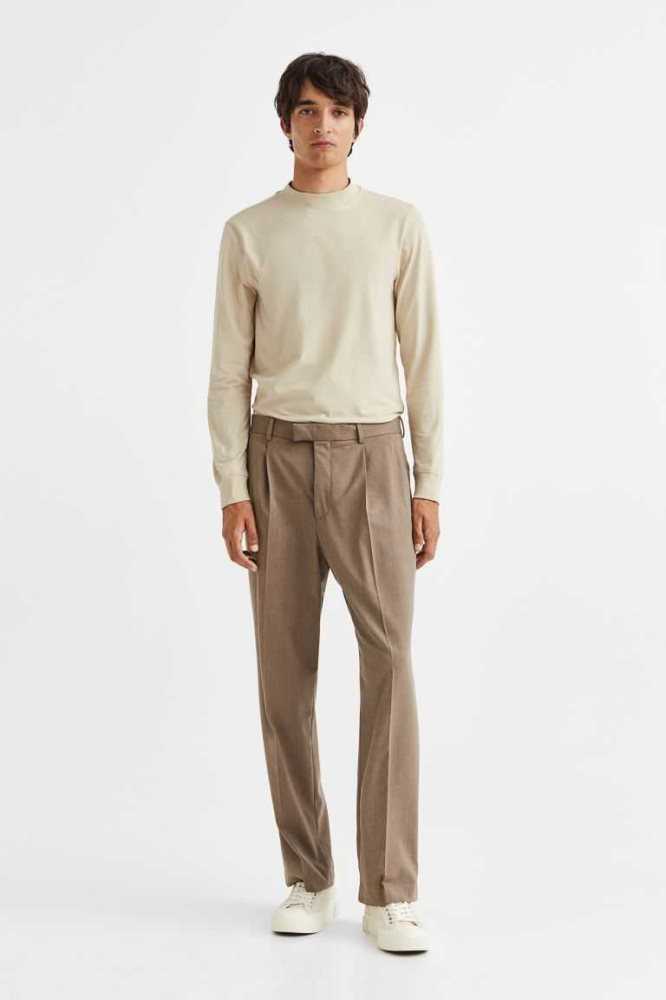 Camiseta H&M Slim Fit Mock-turtleneck Hombre Beige Claro | 102947GRE