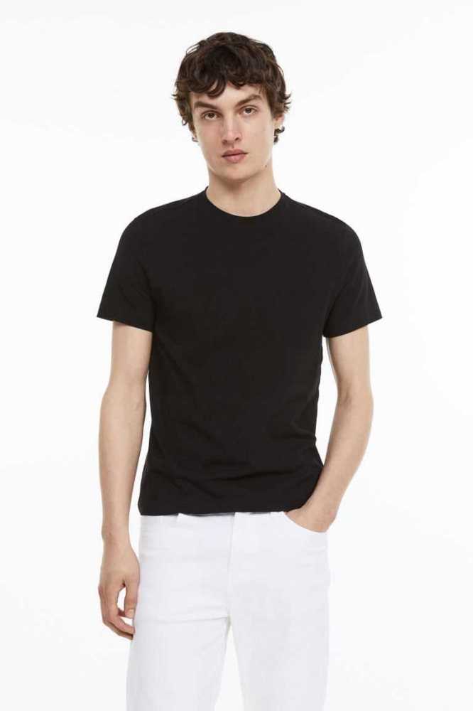 Camiseta H&M Slim Fit Round-necked Hombre Naranjas | 132084SLI