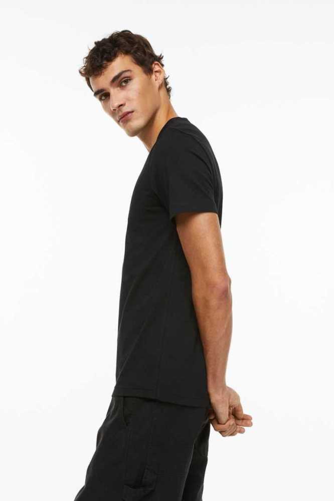 Camiseta H&M Slim Fit V-neck Hombre Blancos | 521493ZNO