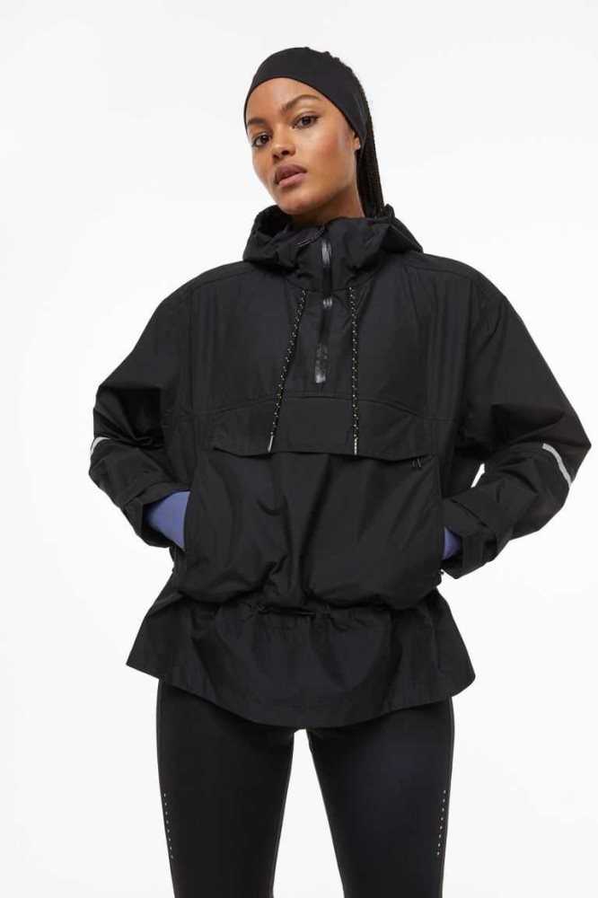 Chaquetas H&M Agua-repellent Anorak Mujer Negros | 641320CGJ