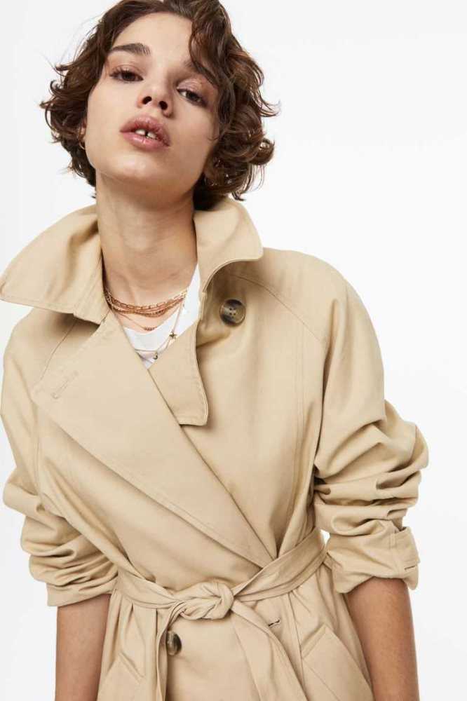 Chaquetas H&M Algodon Twill Trench Mujer Beige | 762935REB