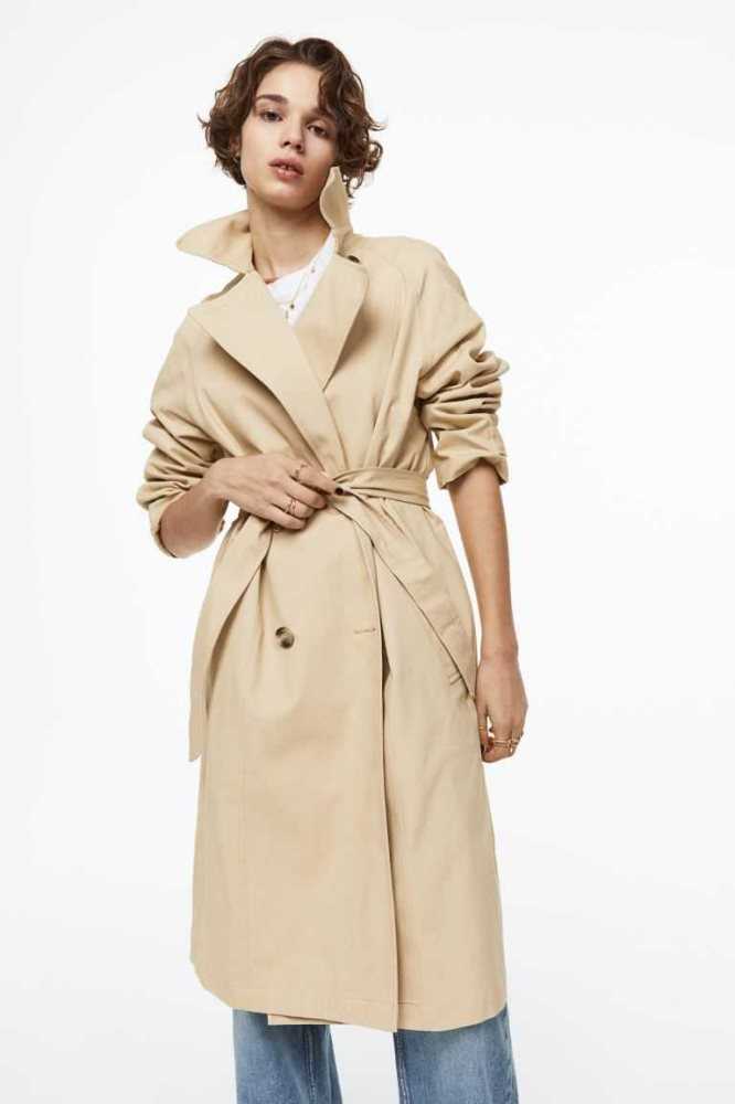 Chaquetas H&M Algodon Twill Trench Mujer Beige | 762935REB