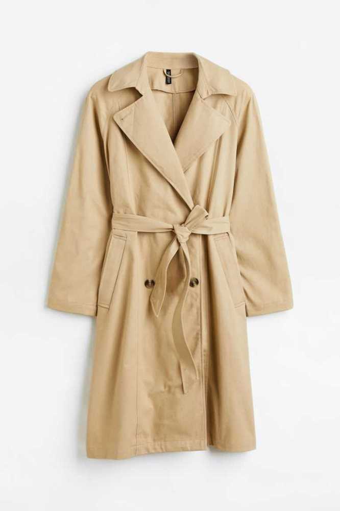 Chaquetas H&M Algodon Twill Trench Mujer Beige | 762935REB