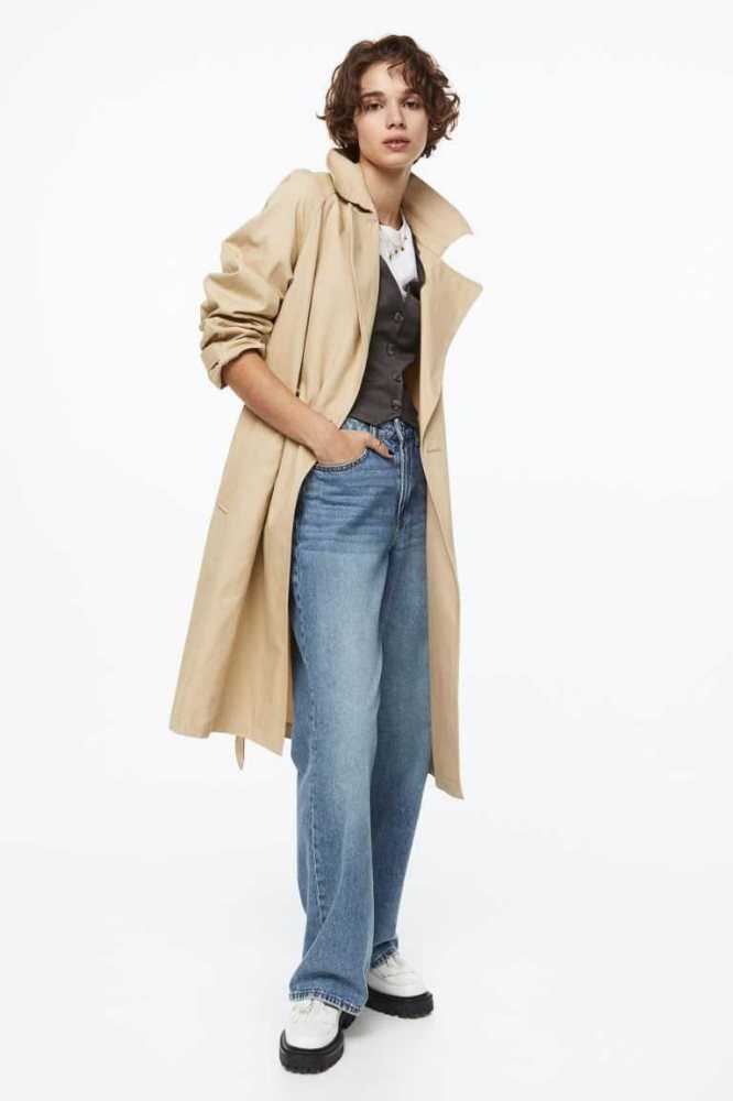 Chaquetas H&M Algodon Twill Trench Mujer Beige | 762935REB