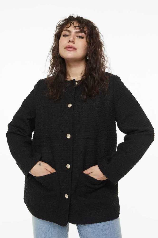 Chaquetas H&M Boucle Mujer Negros | 513824JRP