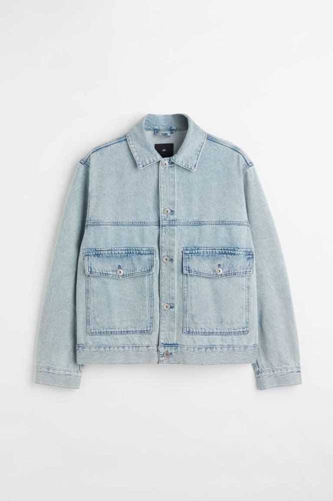 Chaquetas H&M Boxy Denim Hombre Azules | 263180WSF