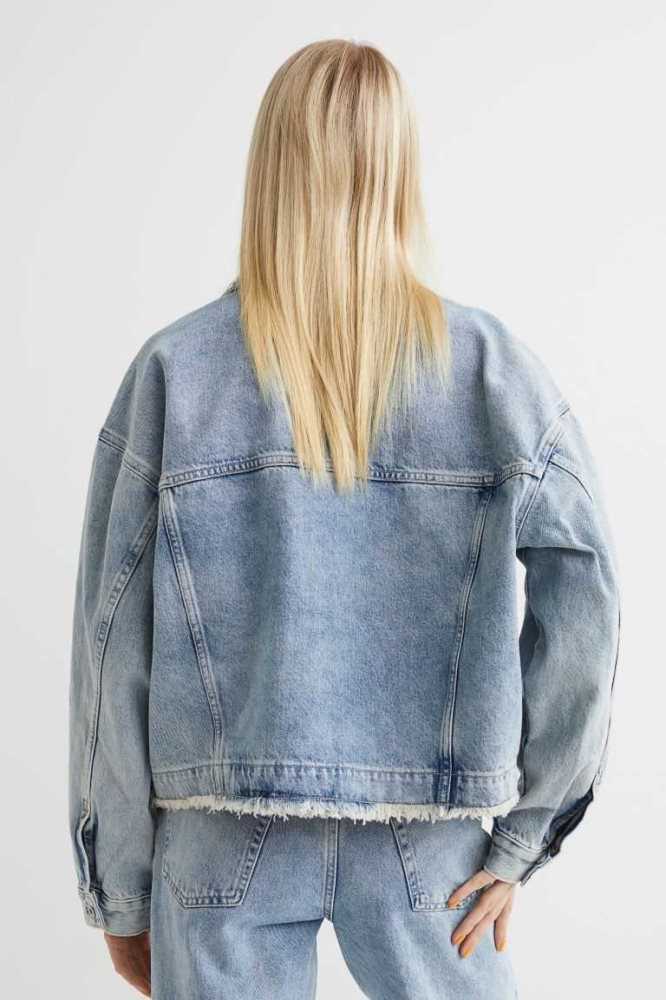 Chaquetas H&M Boxy Denim Mujer Azules Claro | 584930CGN