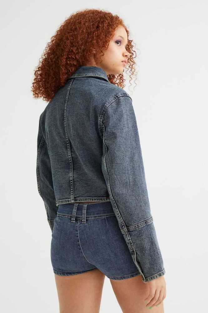 Chaquetas H&M Denim Ciclismo Mujer Azules | 169458NTO