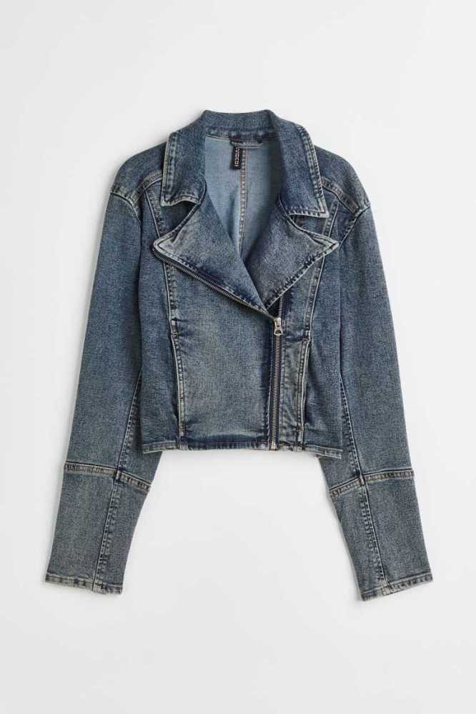 Chaquetas H&M Denim Ciclismo Mujer Azules | 169458NTO