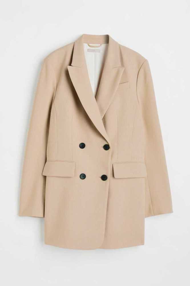 Chaquetas H&M Double-breasted Mujer Beige | 571028PZE