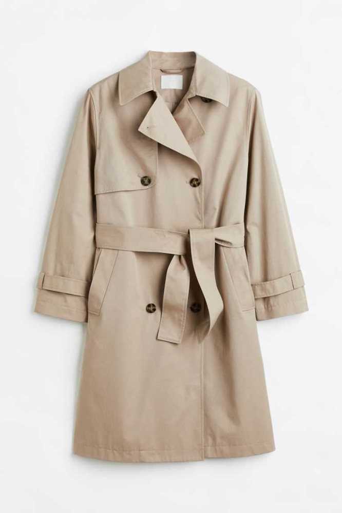 Chaquetas H&M Double-breasted trenchcoat Mujer Beige Oscuro | 172038DAX