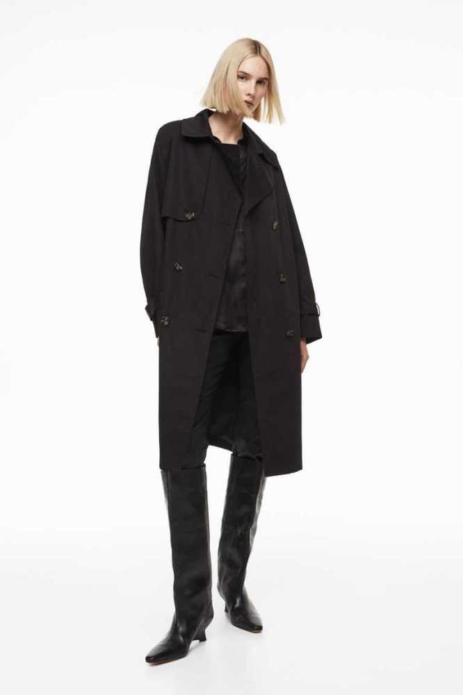 Chaquetas H&M Double-breasted trenchcoat Mujer Negros | 827910HYK