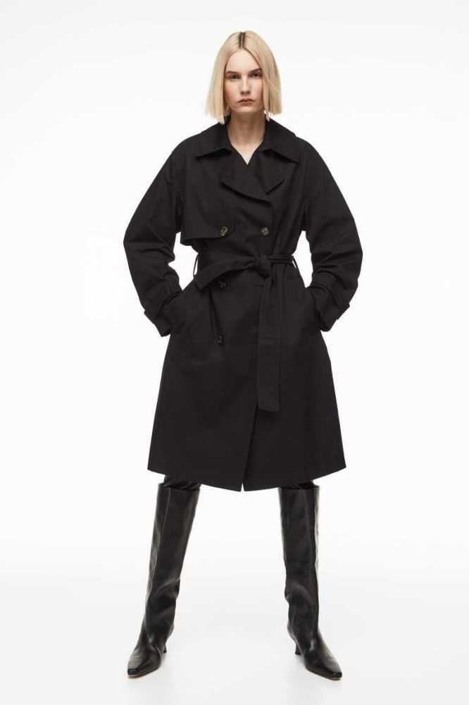 Chaquetas H&M Double-breasted trenchcoat Mujer Negros | 827910HYK