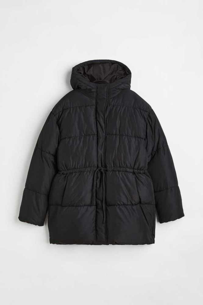 Chaquetas H&M Drawstring-waist Puffer Mujer Negros | 728354ZMO