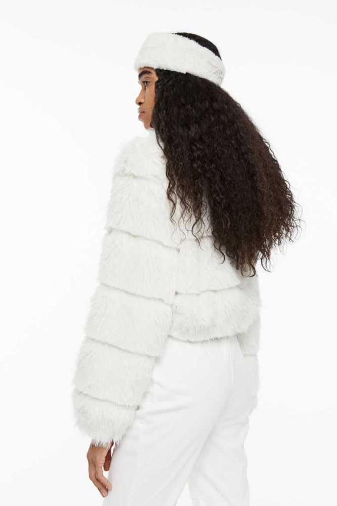 Chaquetas H&M Encapuchado Fluffy Mujer Creme | 591726WHC