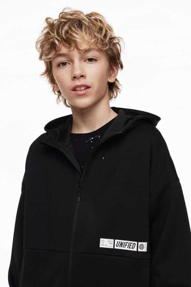 Chaquetas H&M Encapuchado Niños Negros | 597612PGL