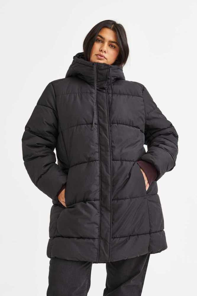 Chaquetas H&M Encapuchado Puffer Mujer Negros | 027451CEH