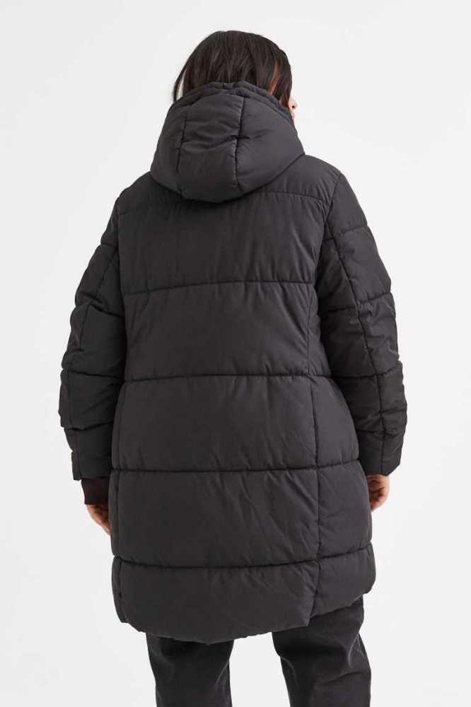 Chaquetas H&M Encapuchado Puffer Mujer Negros | 027451CEH